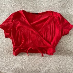 Red Tie Crop Top
